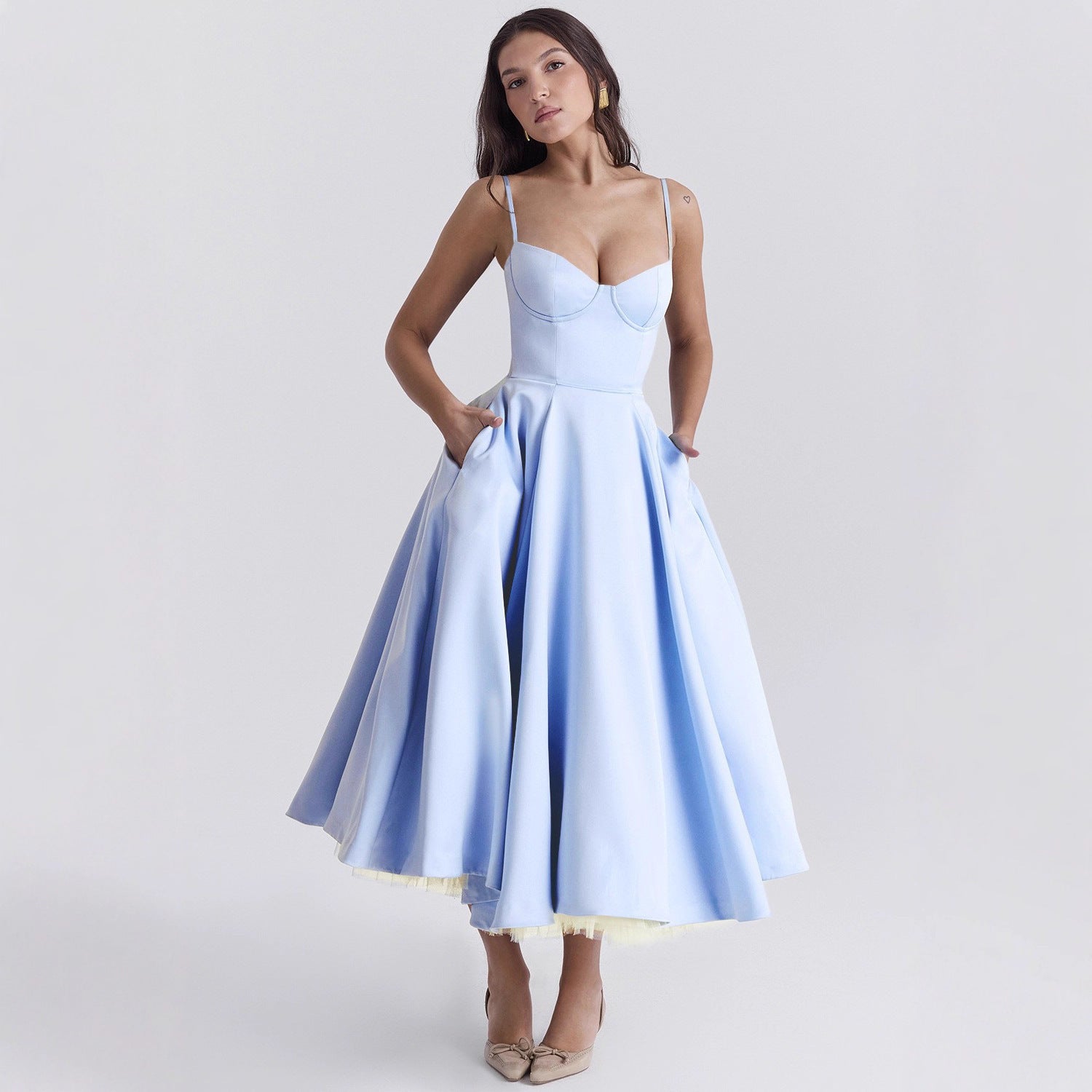 The Elara Bustier Midi Dress