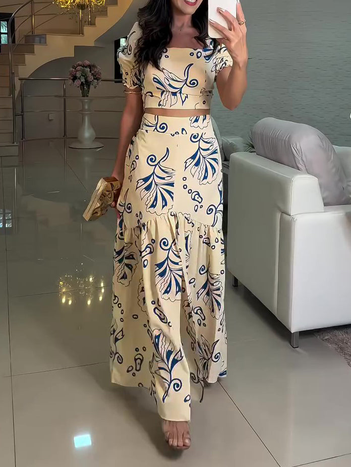 The Amara Puff-Sleeve Two-Piece Set